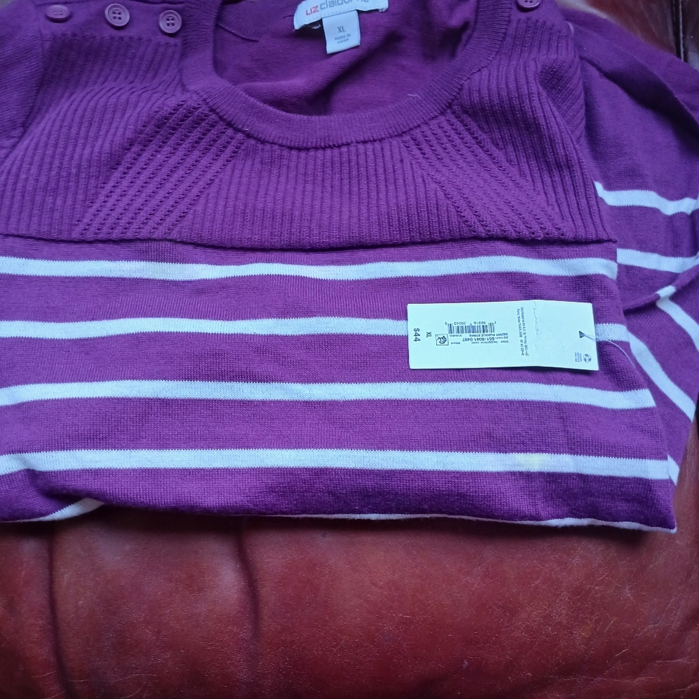 Purple Striped Womens Sweater
